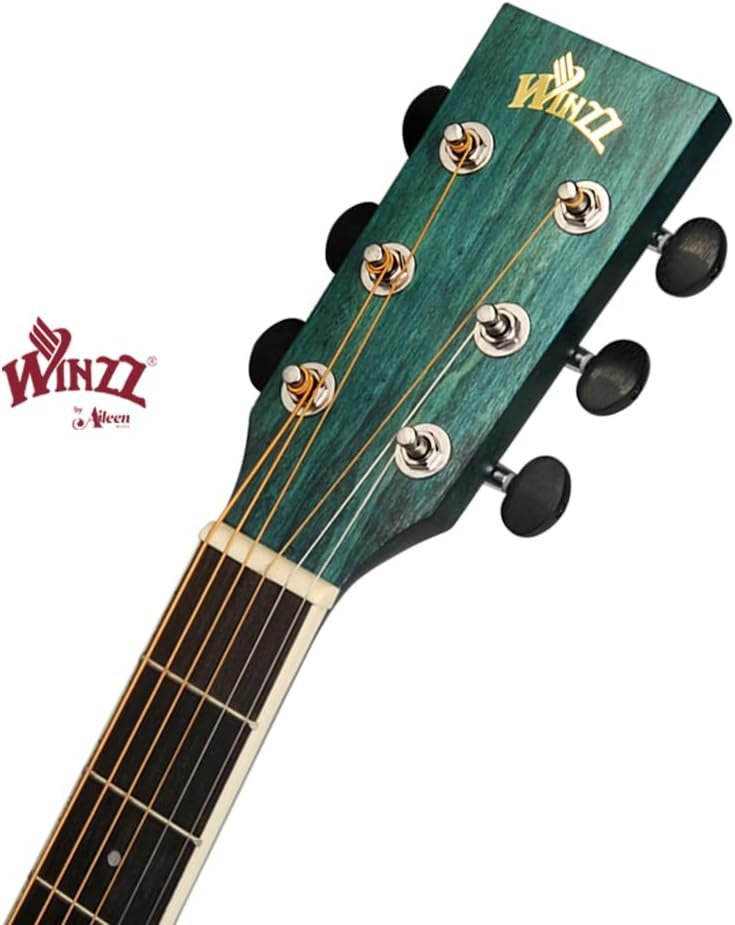 Winzz 40 Inches Acoustic Steel-string Guitar Beginner, Elegant Unique Color Design (Blue-green) - Image 3