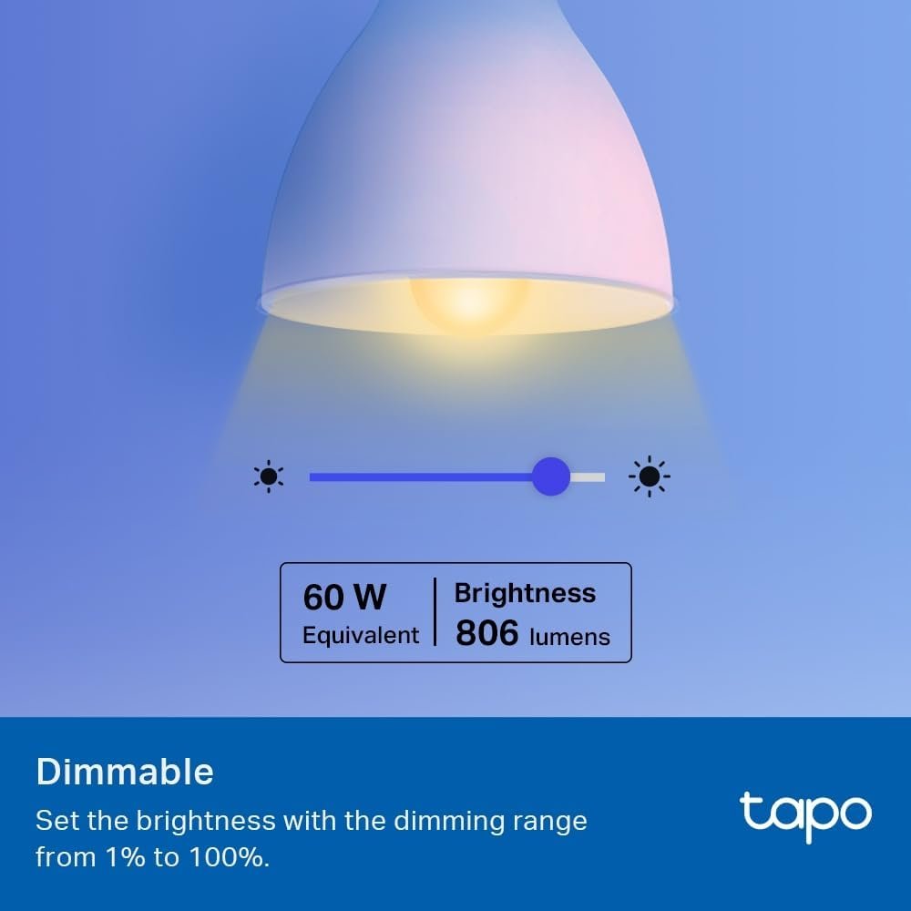 Tapo L530E Smart Bulb, E27 Multicolour Alexa Light Bulb, 8.3W (60W), Dimmable, Schedule & Timer, Away Mode, Energy Saving, Voice Control Alexa & Google, App Remote Control - Image 5