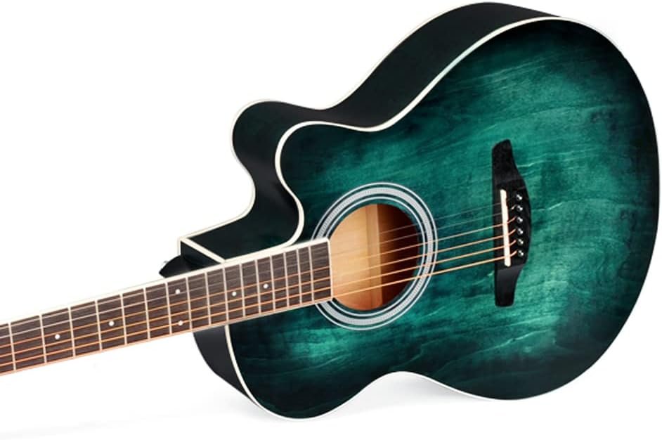 Winzz 40 Inches Acoustic Steel-string Guitar Beginner, Elegant Unique Color Design (Blue-green) - Image 7