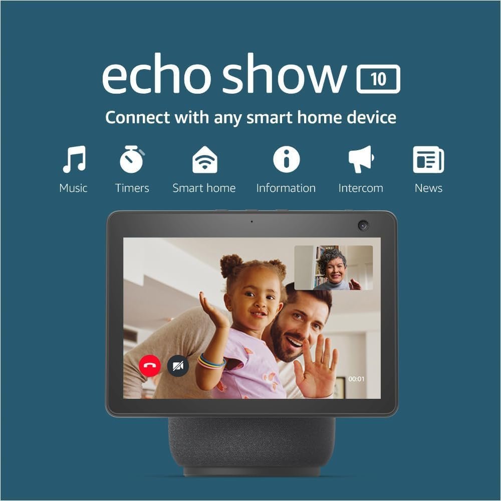 Echo Show 10 (Newest gen) | HD smart display with motion and Alexa | Charcoal Fabric - Image 2