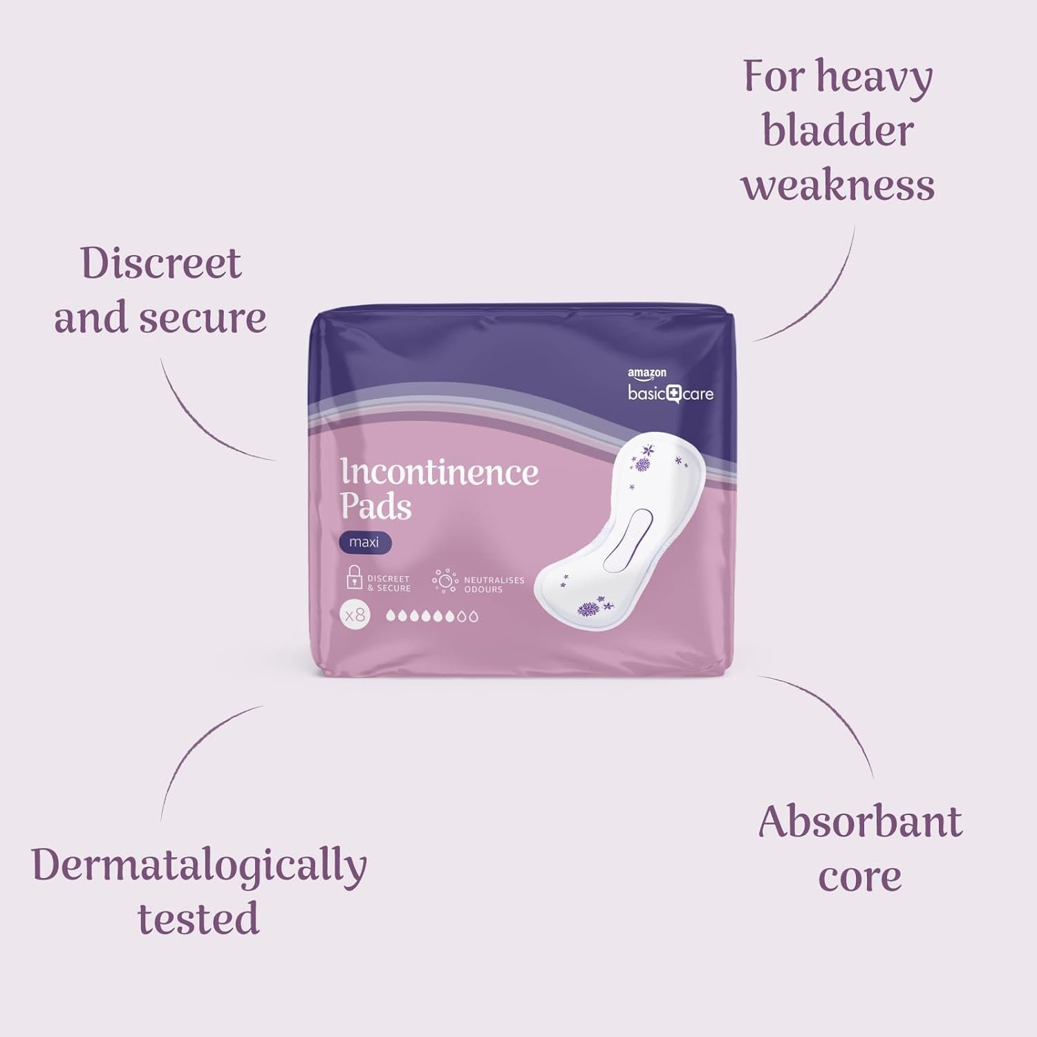 Amazon Basic Care Incontinence Pads Maxi, Unscented, 48 Count (6 Packs of 8) - Image 4