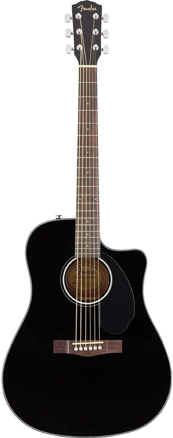 Fender CD-60SCE Dreadnought, Walnut Fingerboard, Black, Comes with Free Virtual Lessons - Image 2