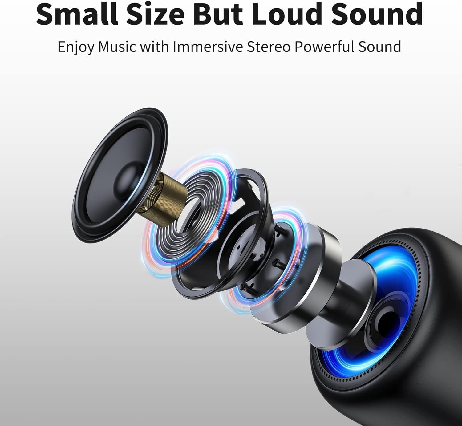 Portable Bluetooth Speaker, BT5.3 Wireless IPX7 Waterproof Mini Speaker with Loud Stereo Sound,10 Hours Playtime, Rechargeable Battery, Built-in Microphone, for iPhone Samsung - Image 5