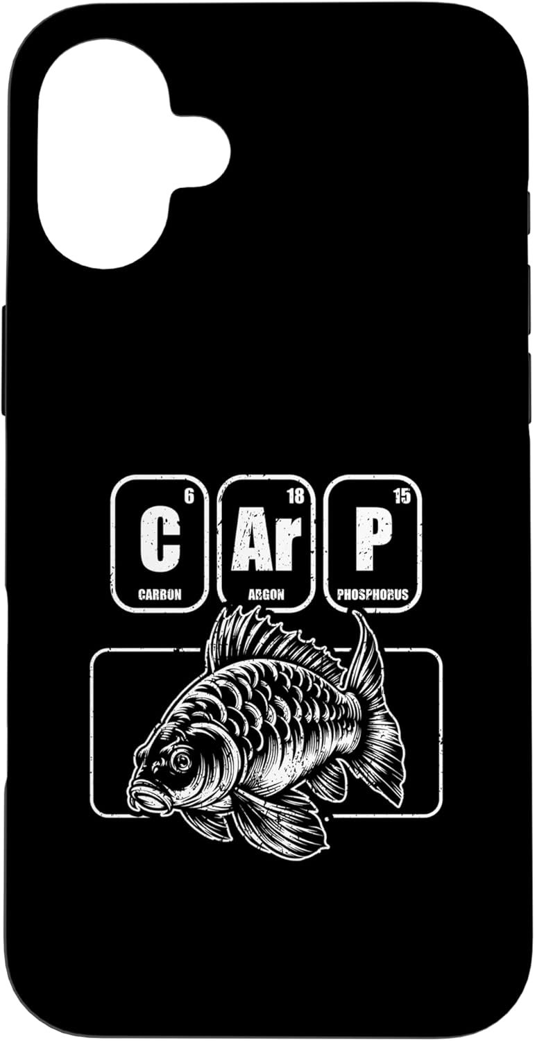 Funny Angler Fishing Lover Periodic Elements Carp Case for iPhone 16 Plus - Image 2