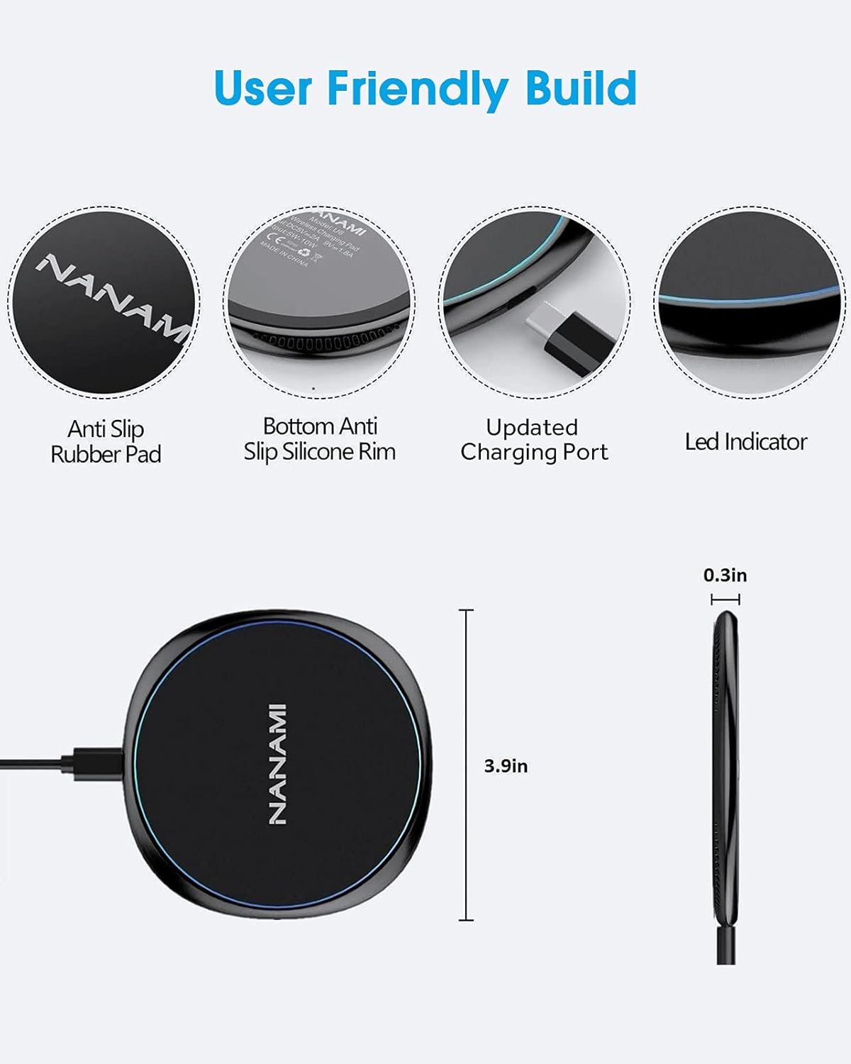 NANAMI Wireless Charger for iPhone and Samsung - Wireless Charging Pad Qi-Certified 10W Max for iPhone 16 15 14 13 12 SE2 11 Xs XR X New Airpods and Galaxy S25 Ultra S25+ S24 FE S23 S22 S21 S20 S10 S9 - Image 7