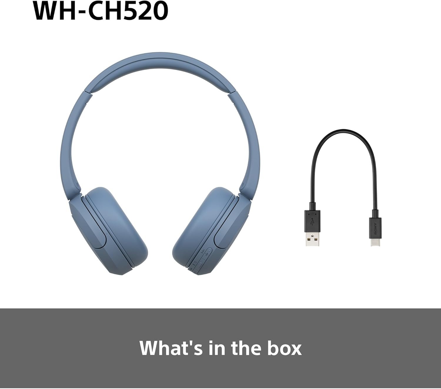 Sony WH-CH520 Wireless Bluetooth Headphones - up to 50 Hours Battery Life with Quick Charge, On-ear style - Blue - Image 10