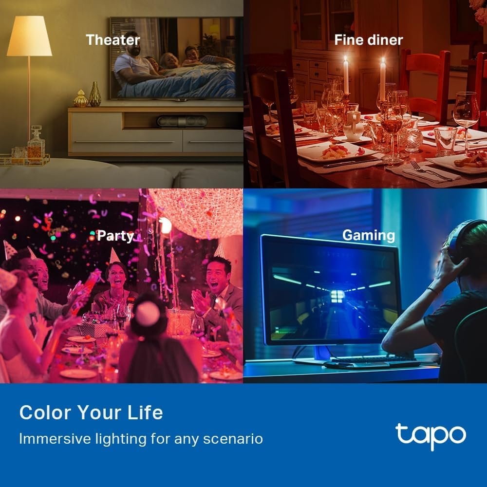 Tapo L530E Smart Bulb, E27 Multicolour Alexa Light Bulb, 8.3W (60W), Dimmable, Schedule & Timer, Away Mode, Energy Saving, Voice Control Alexa & Google, App Remote Control - Image 3