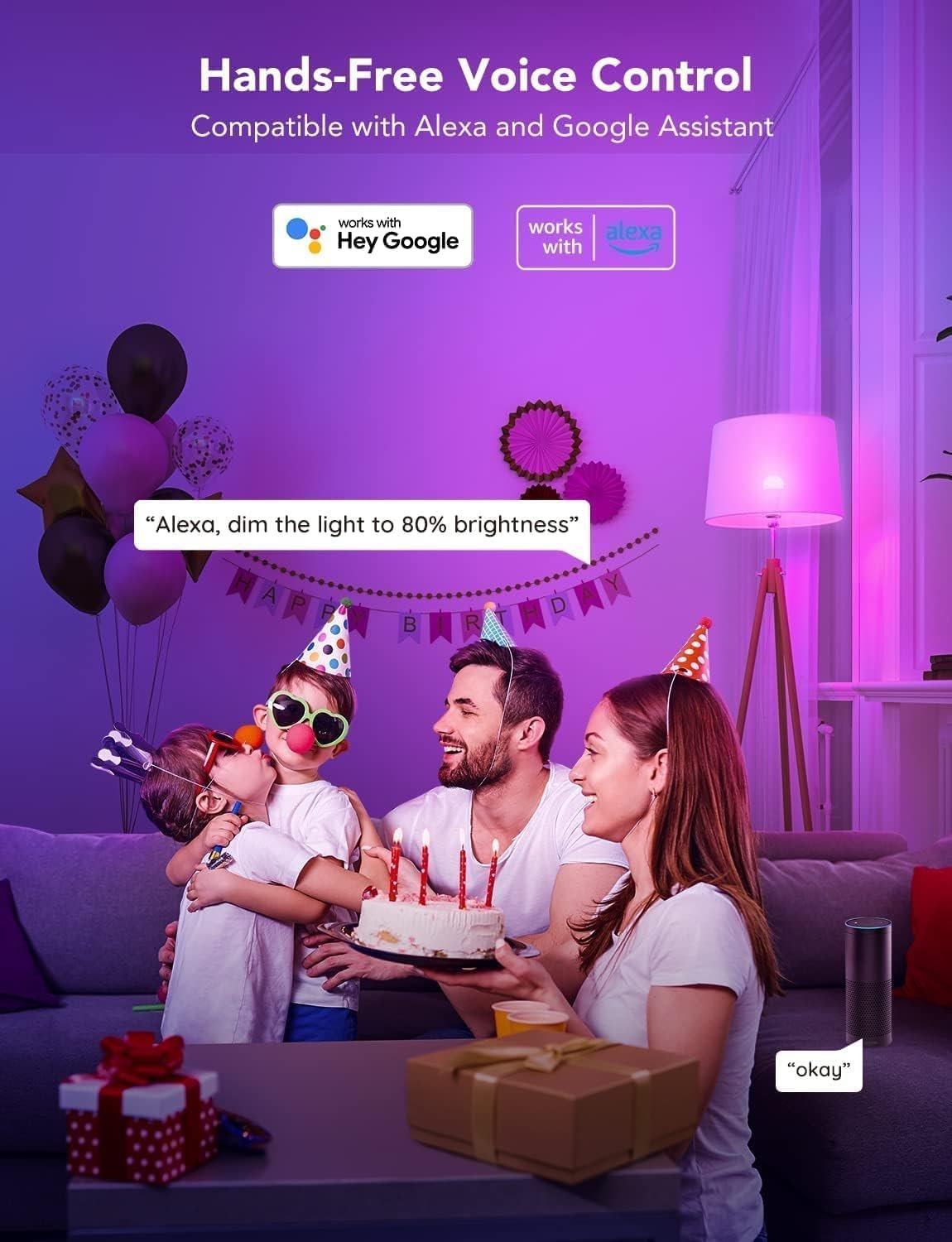 Govee RGBWW Smart Bulb, B22 Energy Saving WiFi Alexa Light Bulbs, 9W, 800LM, 16 Million Colors, 54 Scenes, Work with Alexa & Google Assistant, 2 Packs - Image 5