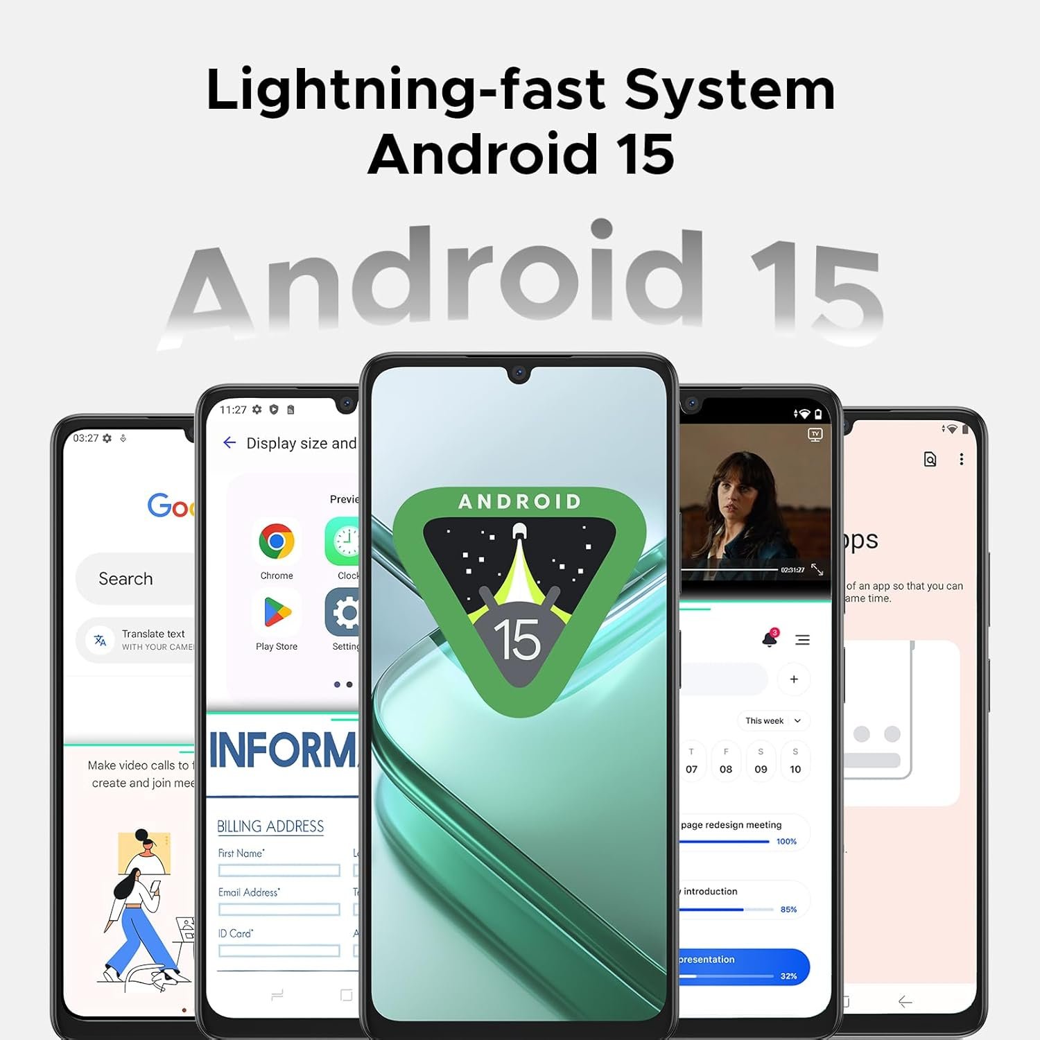 DOOGEE Note 58 Pro Mobile Phones, Android 15 Smartphone 2025, 6250mAh & 32GB+256GB, 6.75" HD+ 90Hz Display, 16MP+8MP, 4G Dual SIM Free Unlocked Phones, Widevine L1, Fingerprint/OTG/GPS/NFC, Golden - Image 3