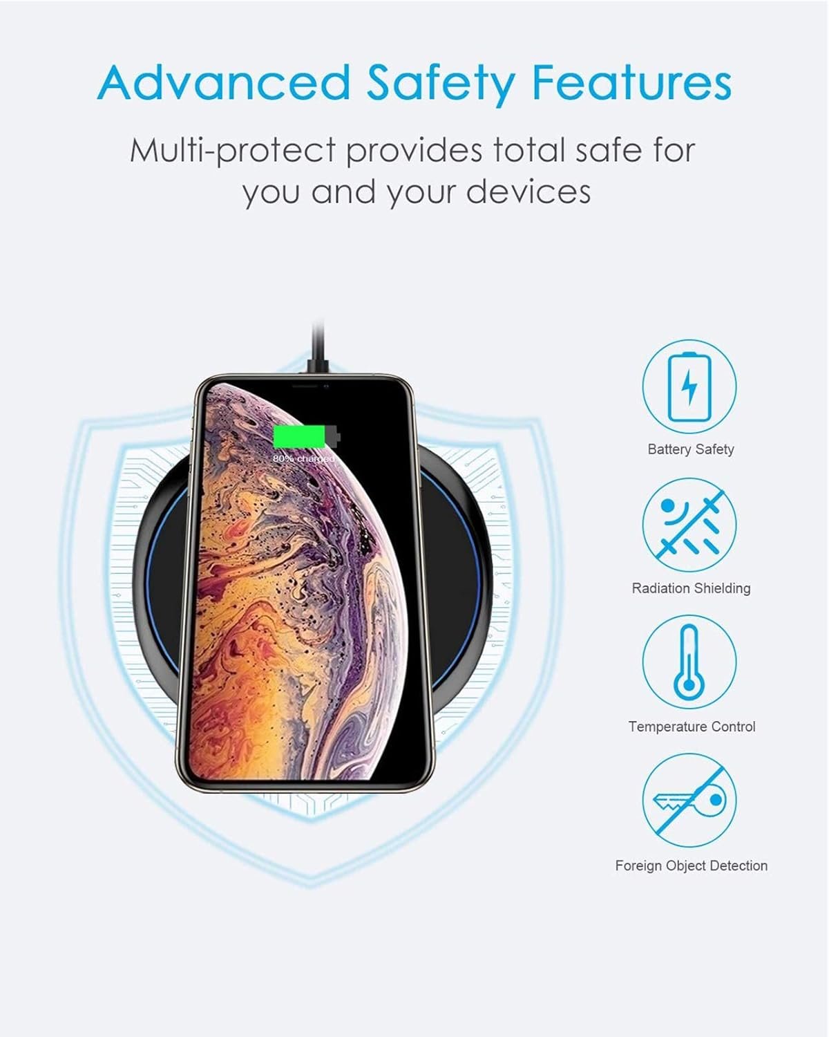 NANAMI Wireless Charger for iPhone and Samsung - Wireless Charging Pad Qi-Certified 10W Max for iPhone 16 15 14 13 12 SE2 11 Xs XR X New Airpods and Galaxy S25 Ultra S25+ S24 FE S23 S22 S21 S20 S10 S9 - Image 5