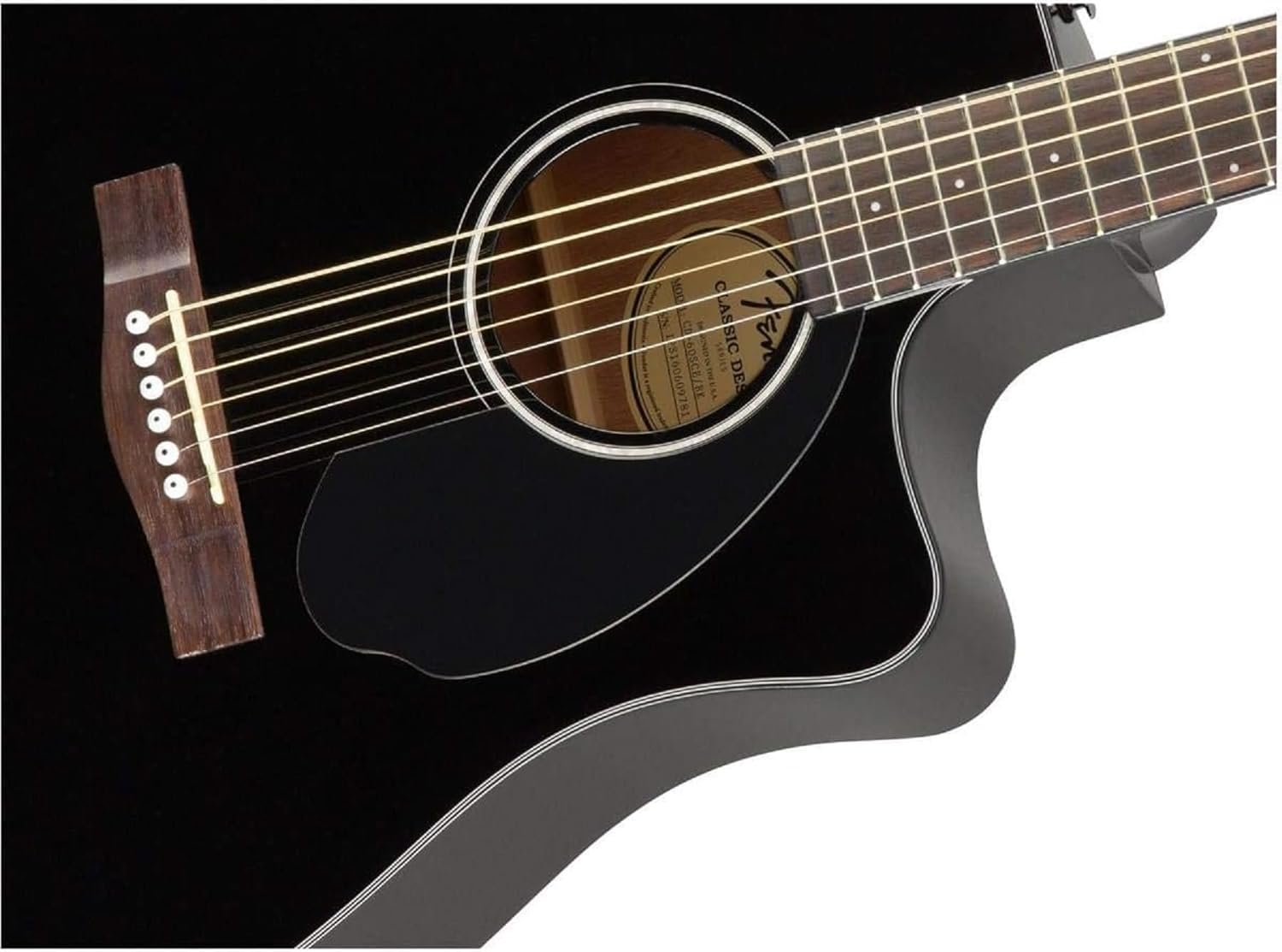 Fender CD-60SCE Dreadnought, Walnut Fingerboard, Black, Comes with Free Virtual Lessons - Image 6