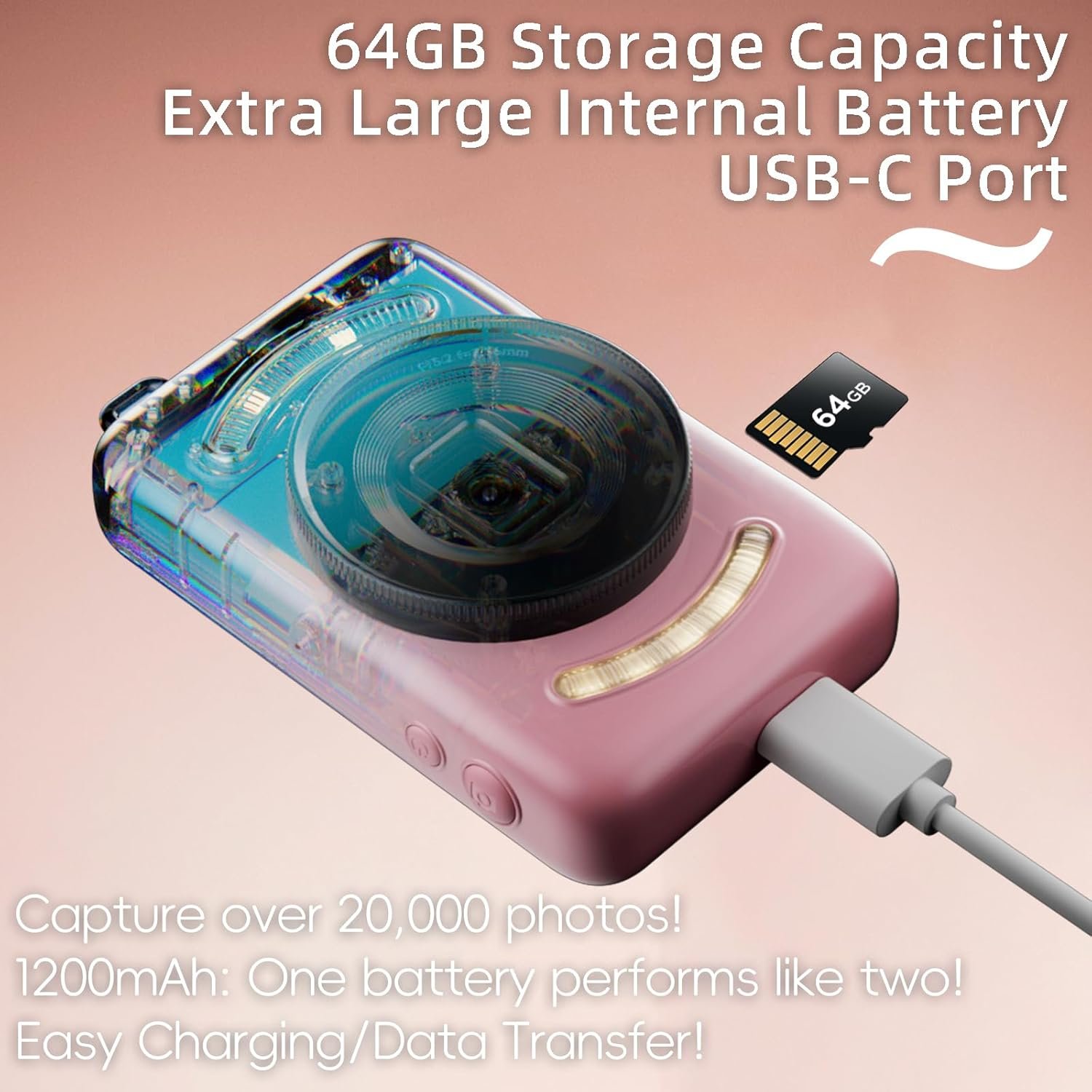 Digital Camera with 64GB Card Autofocus 2.7K 64MP Kids Camera with 16X Zoom Anti Shake, 2.8-inch HD screen, Compact Portable Small Point and Shoot Digital Cameras Gift for Kid Student Teen Girl Boy - Image 5