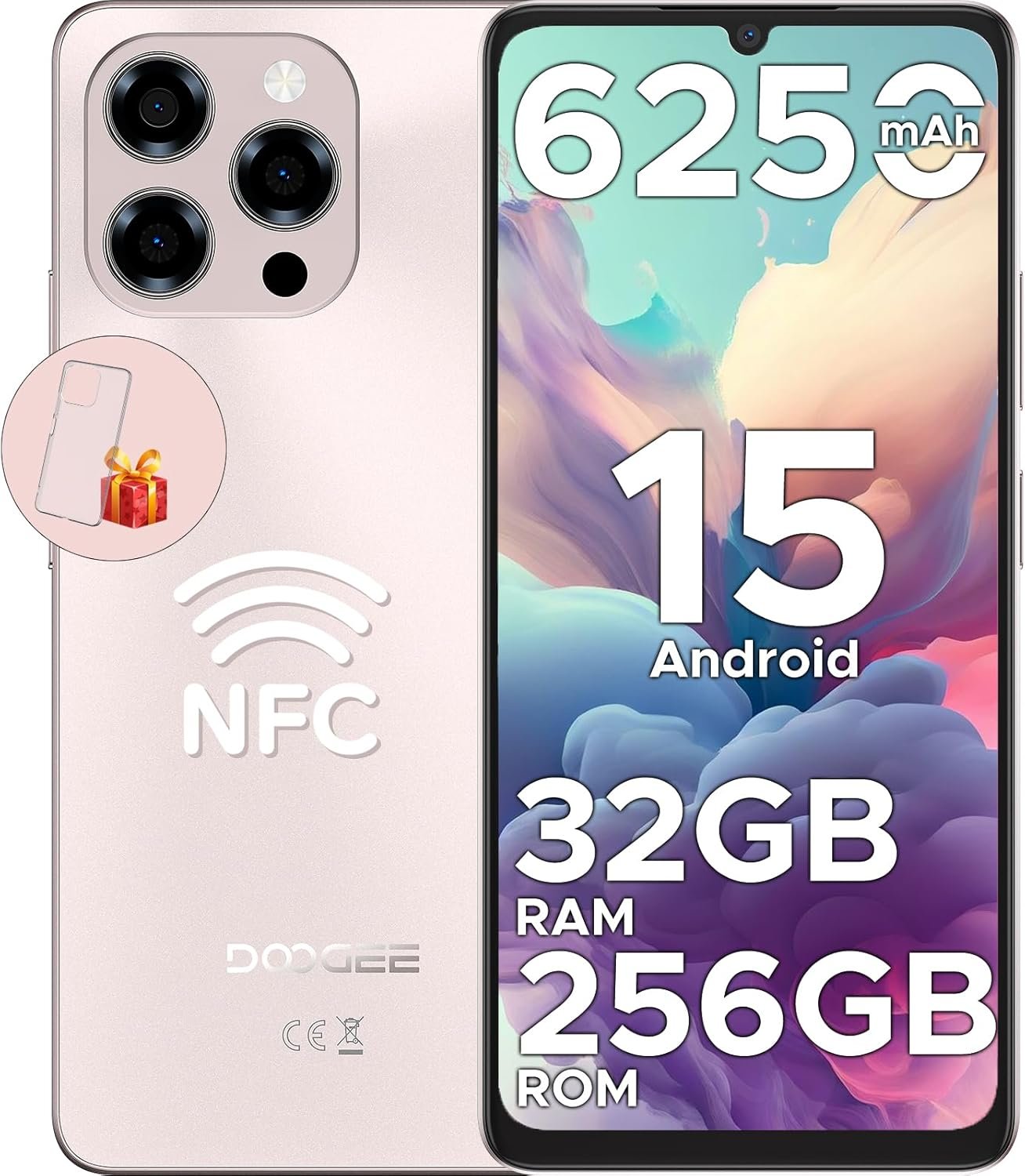 DOOGEE Note 58 Pro Mobile Phones, Android 15 Smartphone 2025, 6250mAh & 32GB+256GB, 6.75" HD+ 90Hz Display, 16MP+8MP, 4G Dual SIM Free Unlocked Phones, Widevine L1, Fingerprint/OTG/GPS/NFC, Golden - Image 2