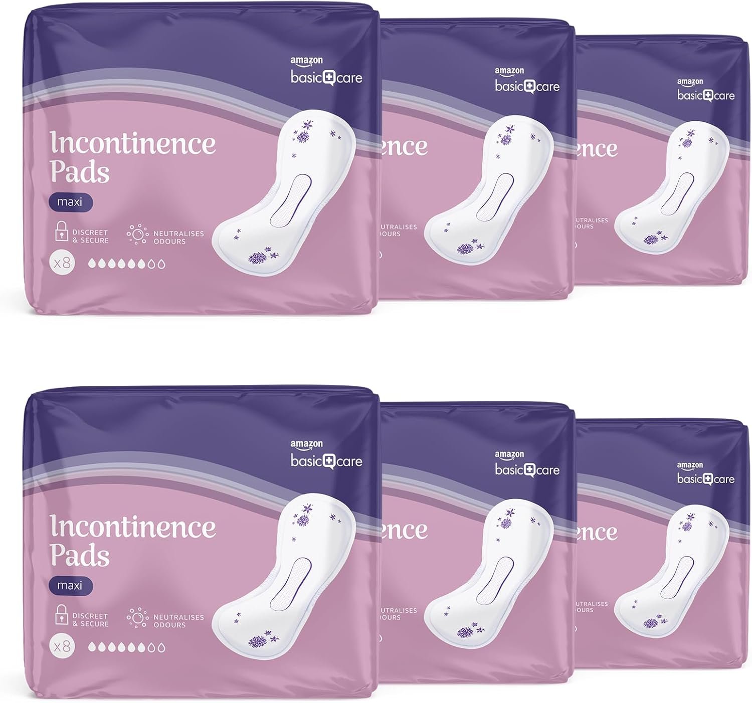 Amazon Basic Care Incontinence Pads Maxi, Unscented, 48 Count (6 Packs of 8) - Image 2