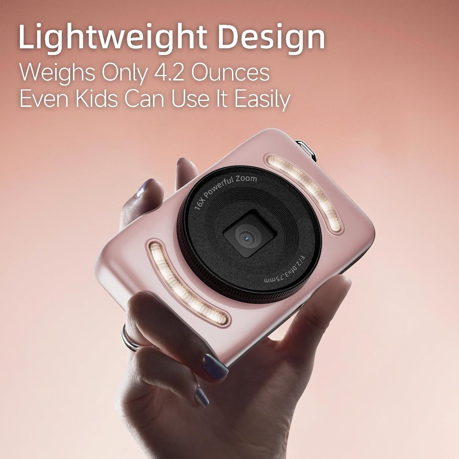 Digital Camera with 64GB Card Autofocus 2.7K 64MP Kids Camera with 16X Zoom Anti Shake, 2.8-inch HD screen, Compact Portable Small Point and Shoot Digital Cameras Gift for Kid Student Teen Girl Boy - Image 6