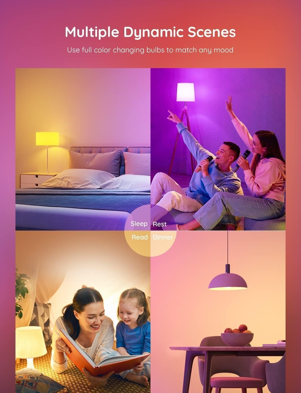 Govee RGBWW Smart Bulb, B22 Energy Saving WiFi Alexa Light Bulbs, 9W, 800LM, 16 Million Colors, 54 Scenes, Work with Alexa & Google Assistant, 2 Packs - Image 10