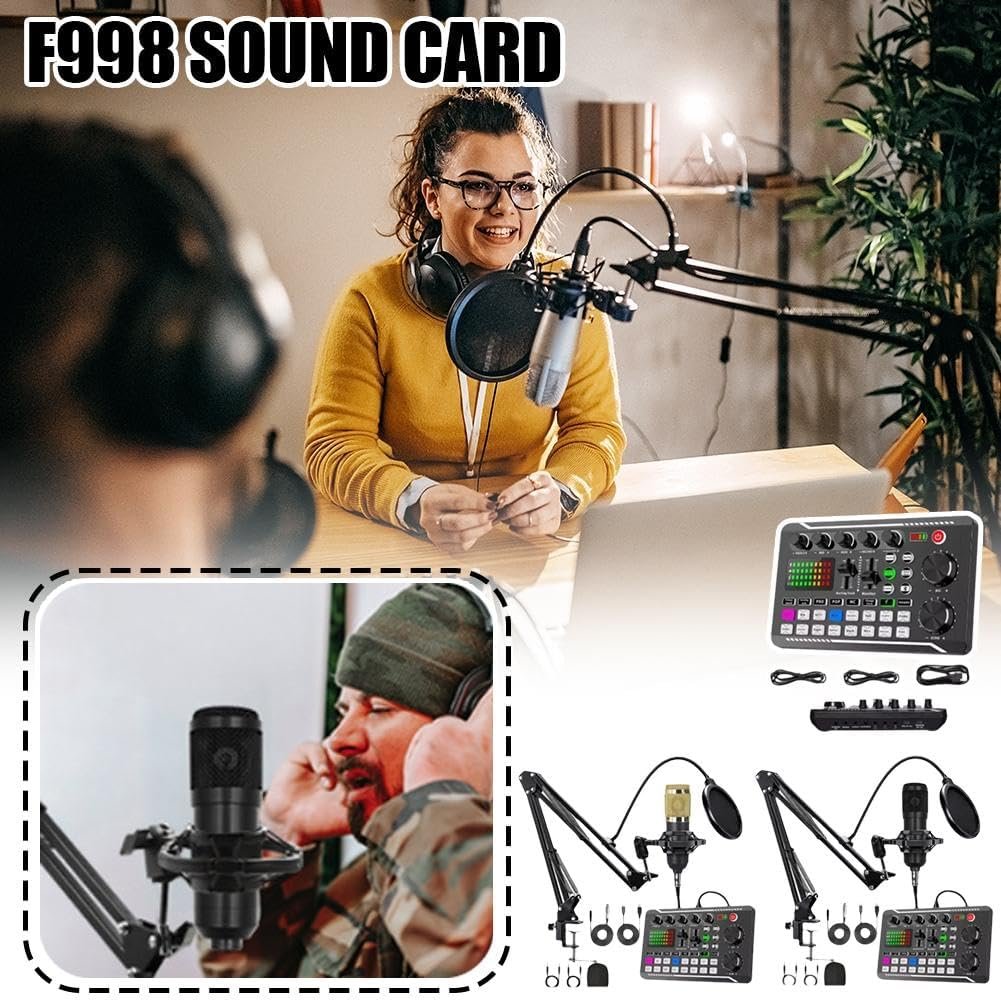 Generic F998 Live Sound Card with DJ Mixer Effects & Voice Changer, 16-Channel USB & Bluetooth Audio Mixer, Professional Podcast Production Studio Equipment, Perfect for Streaming/Podcasting/Gaming - Image 4