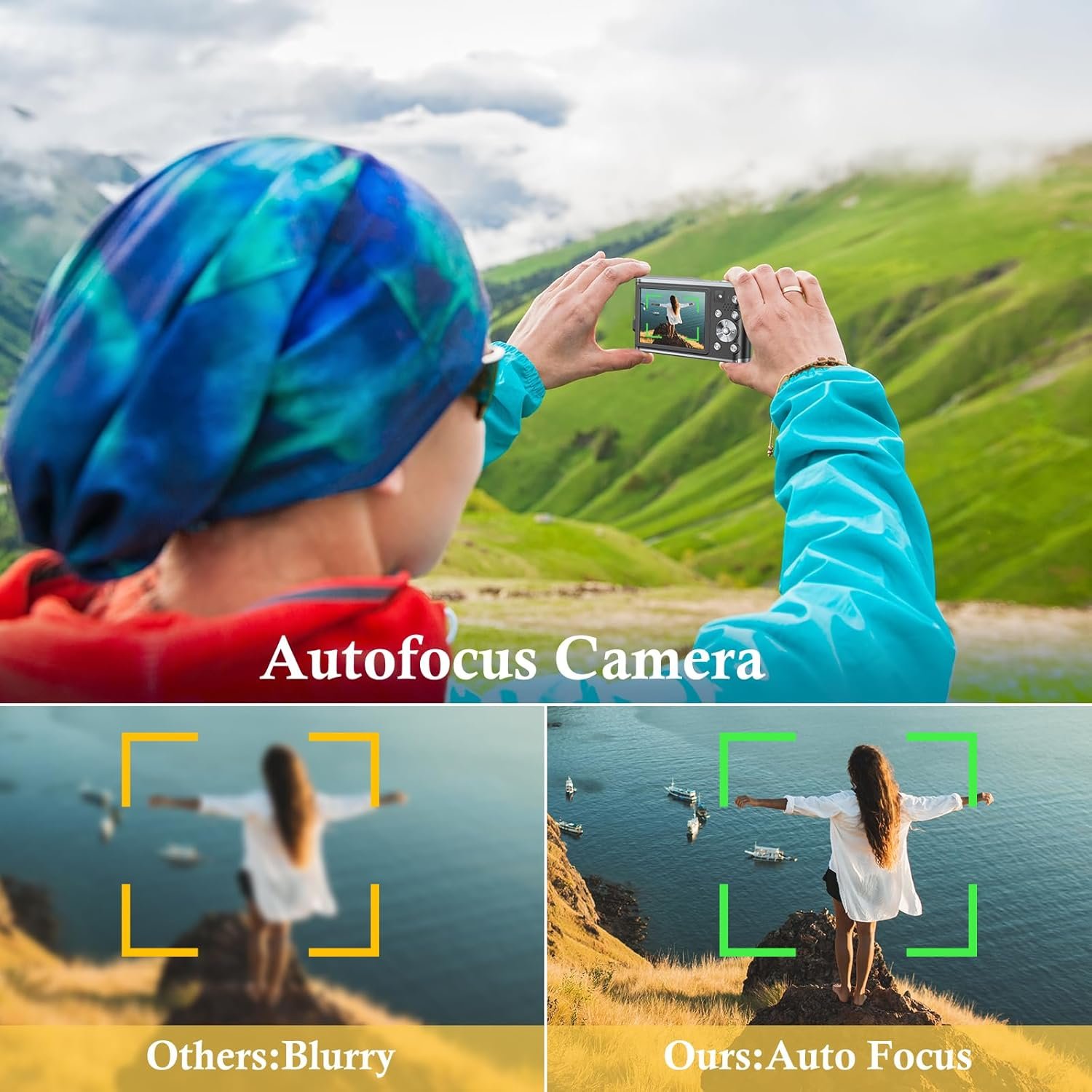 Digital Camera- Compact Camera 4K 48MP Autofocus Dual-Lens with 32GB SD Card, 2.8" Screen, 16X Zoom, 2 Batteries, Vlogging Selfie Camera for Kids & Beginners - Image 6