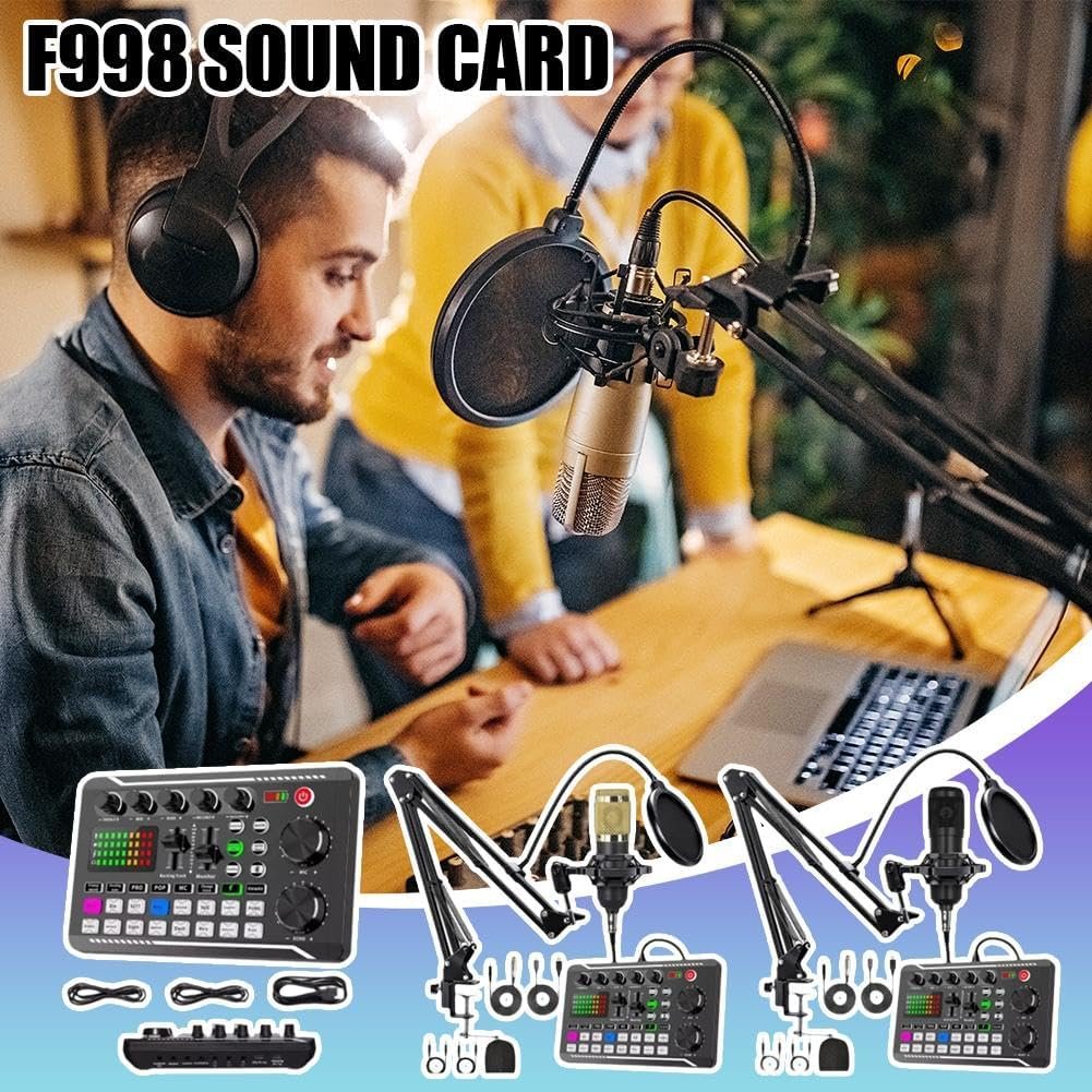 Generic F998 Live Sound Card with DJ Mixer Effects & Voice Changer, 16-Channel USB & Bluetooth Audio Mixer, Professional Podcast Production Studio Equipment, Perfect for Streaming/Podcasting/Gaming - Image 3