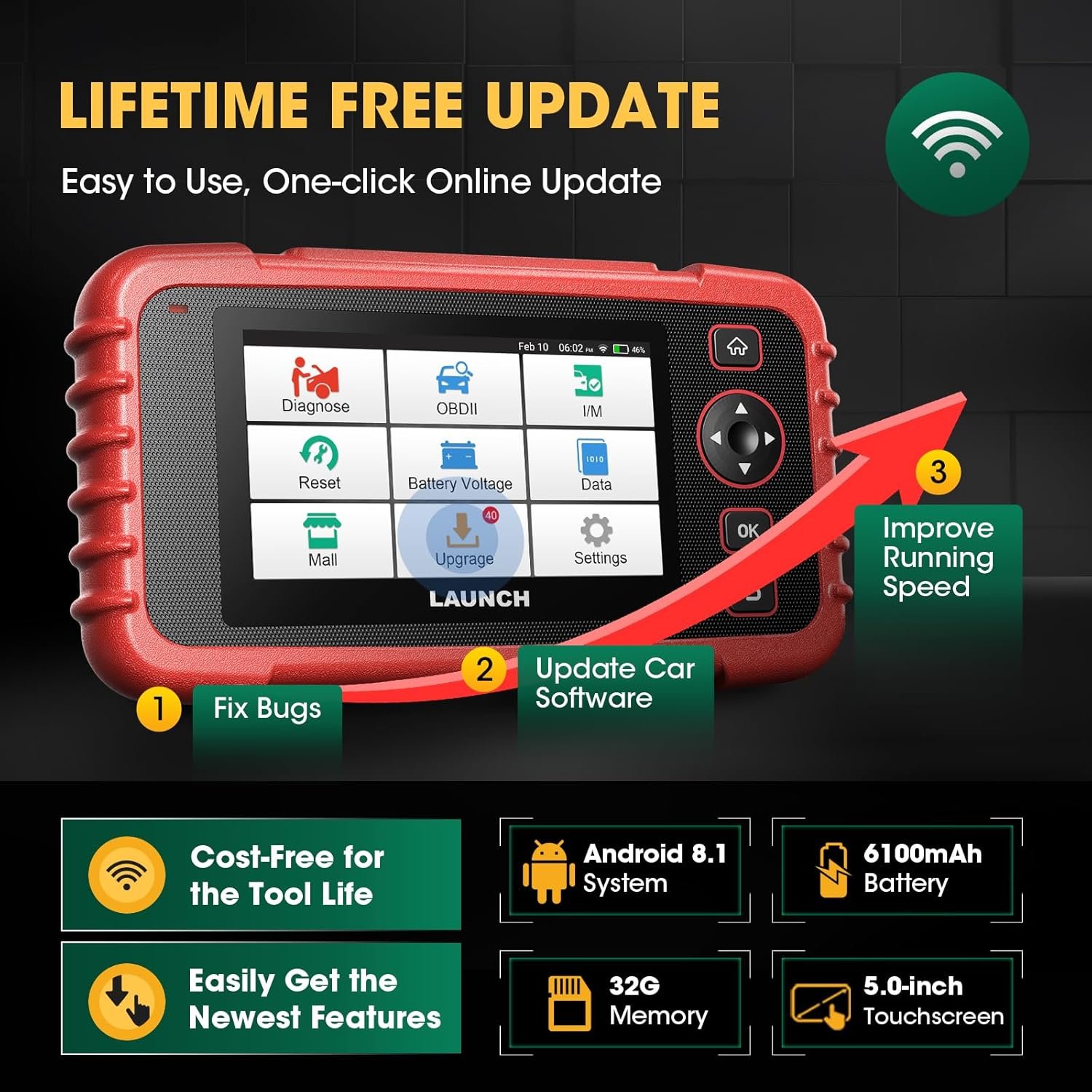 LAUNCH OBD2 Scanner CRP129X V2.0 Car Code Reader Scan Tool for ABS SRS Transmission Engine Diagnostic, with 12 Service Functions, Lifetime Free Update, Auto VIN, Battery Test - Image 7