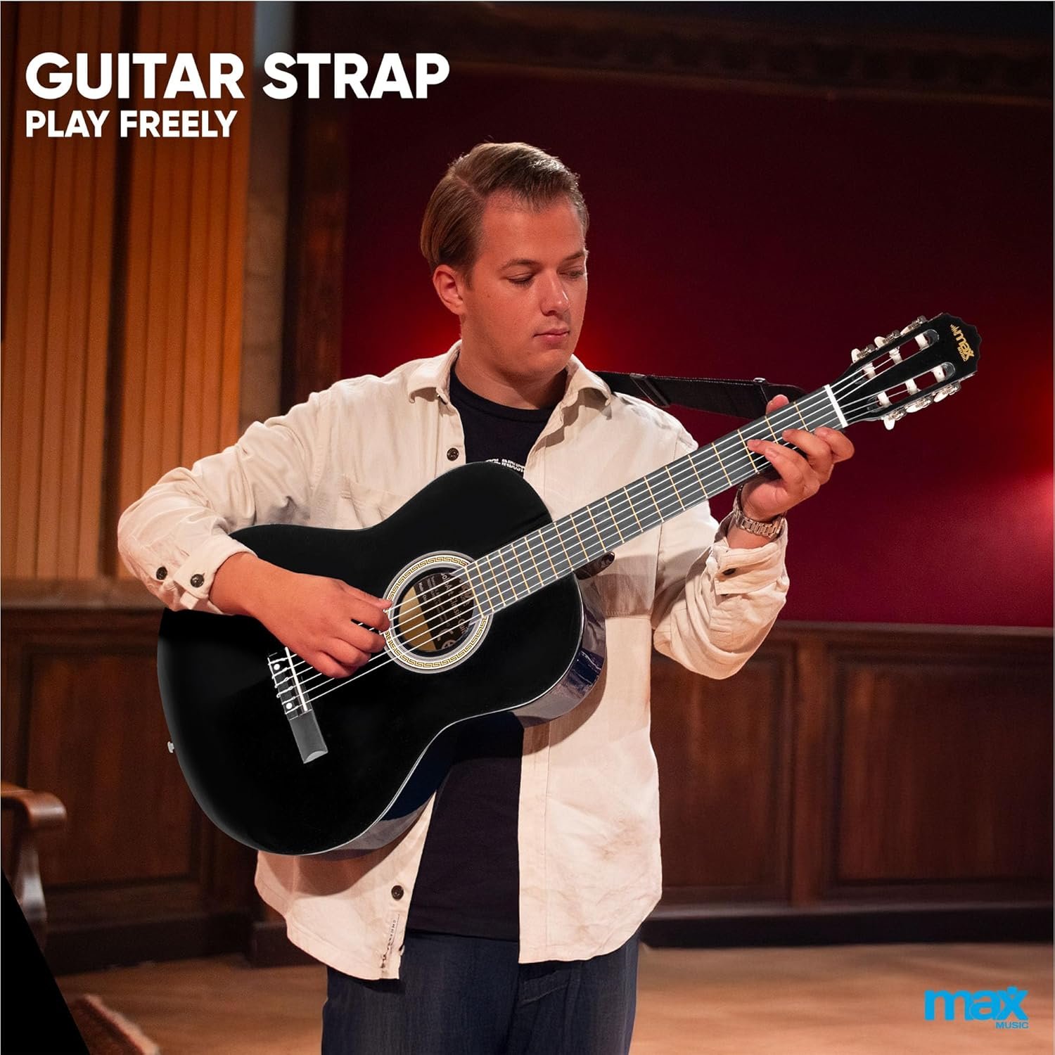 Max SoloArt Classical Acoustic Guitar Starter Kit - Beginner Acoustic Guitar Bundle for Students & Adults, Full Size Classical Guitar with Accessories, Black, 6 Months Lessons - Image 9