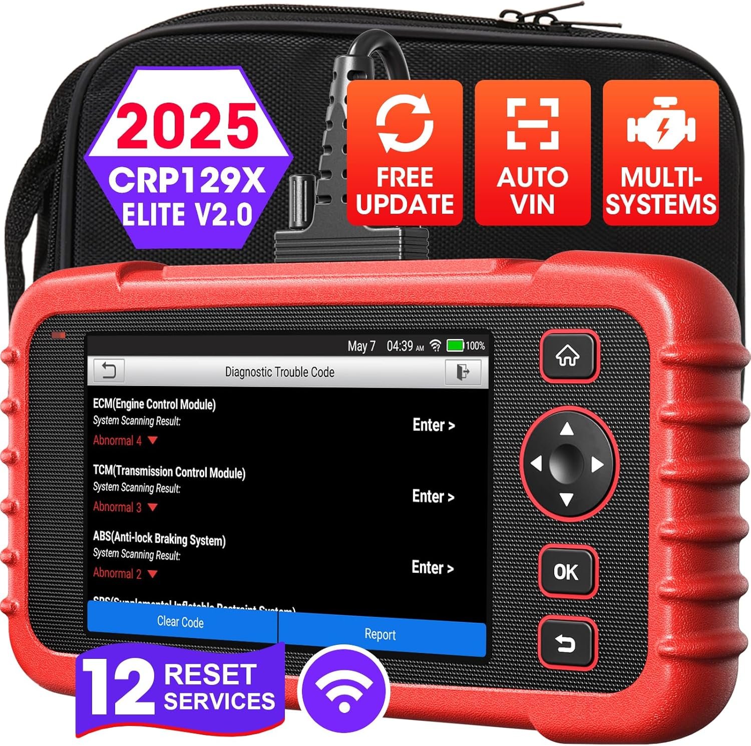 LAUNCH OBD2 Scanner CRP129X V2.0 Car Code Reader Scan Tool for ABS SRS Transmission Engine Diagnostic, with 12 Service Functions, Lifetime Free Update, Auto VIN, Battery Test - Image 2