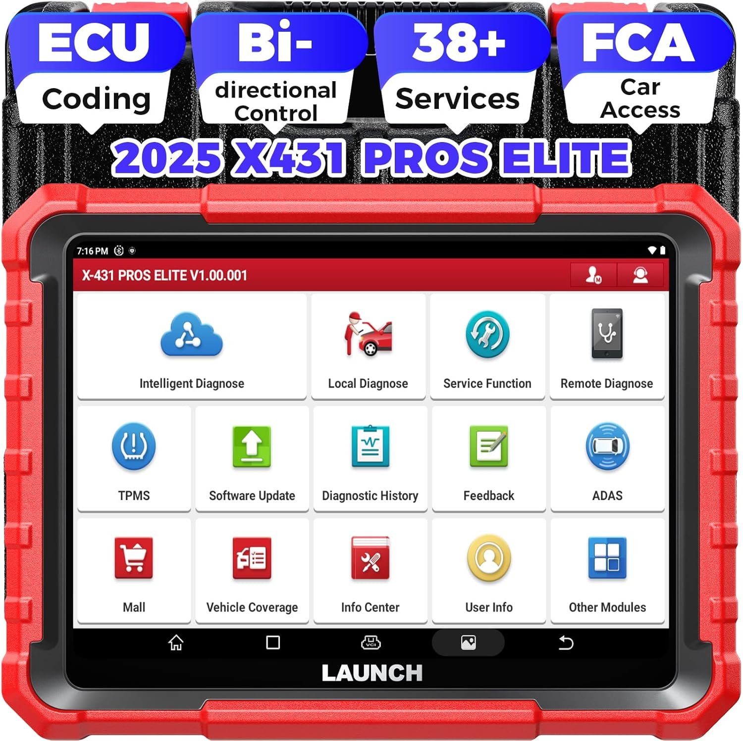LAUNCH X431 PROS ELITE Bi-directional Diagnostic Scanner, ECU Online Coding, All System Scan Tool, Support 38+ Services, CANFD&DoIP, Guide Function, 2 Years Free Update - Image 2